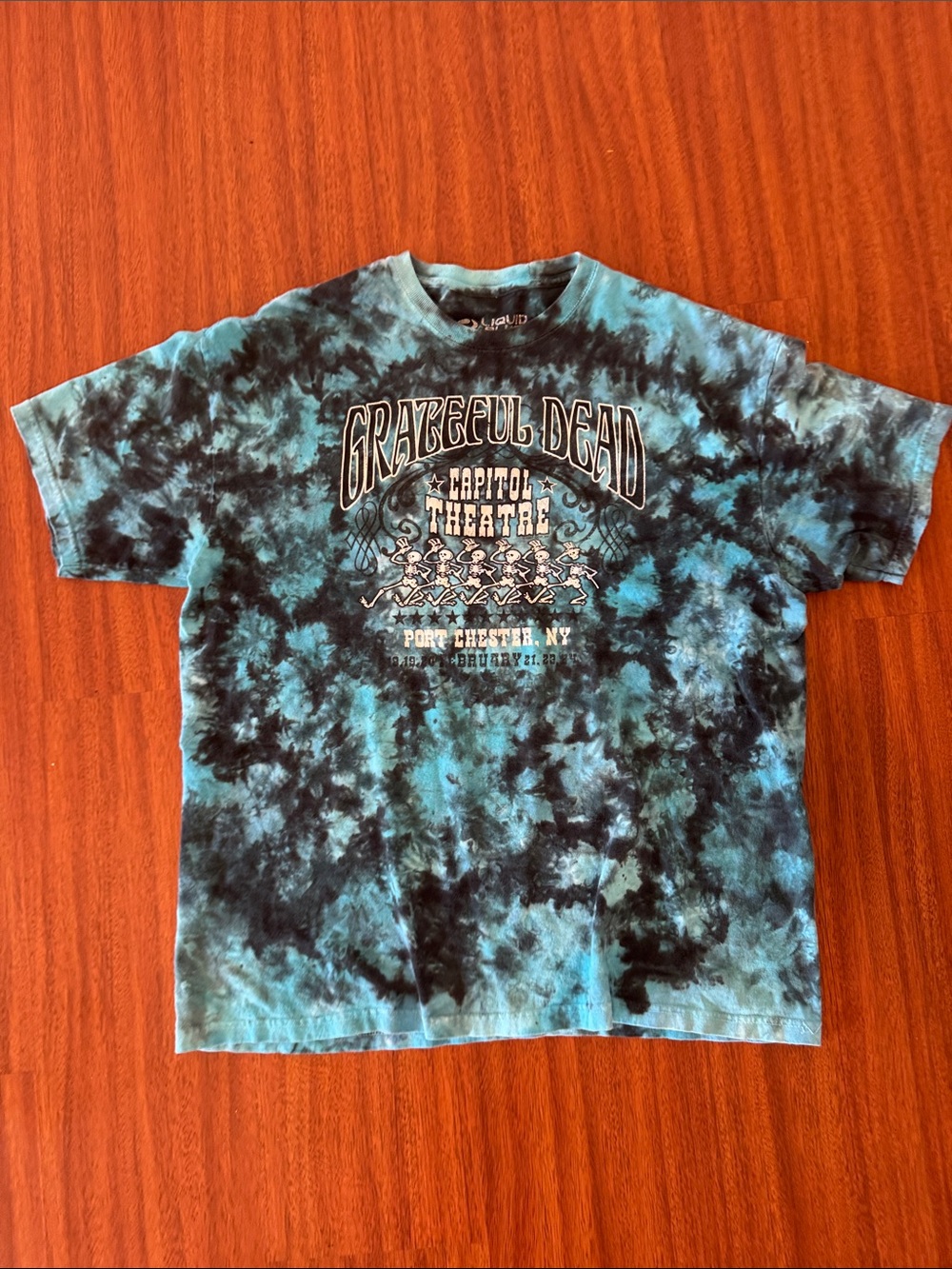 Grateful Dead Men’s Tie-Dye Tee in Teal and Black